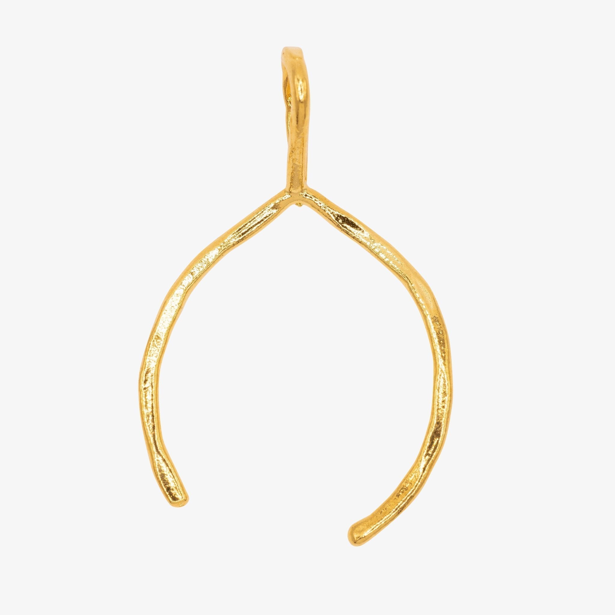 Thin Wishbone Charm 14K Gold - HarperCrown