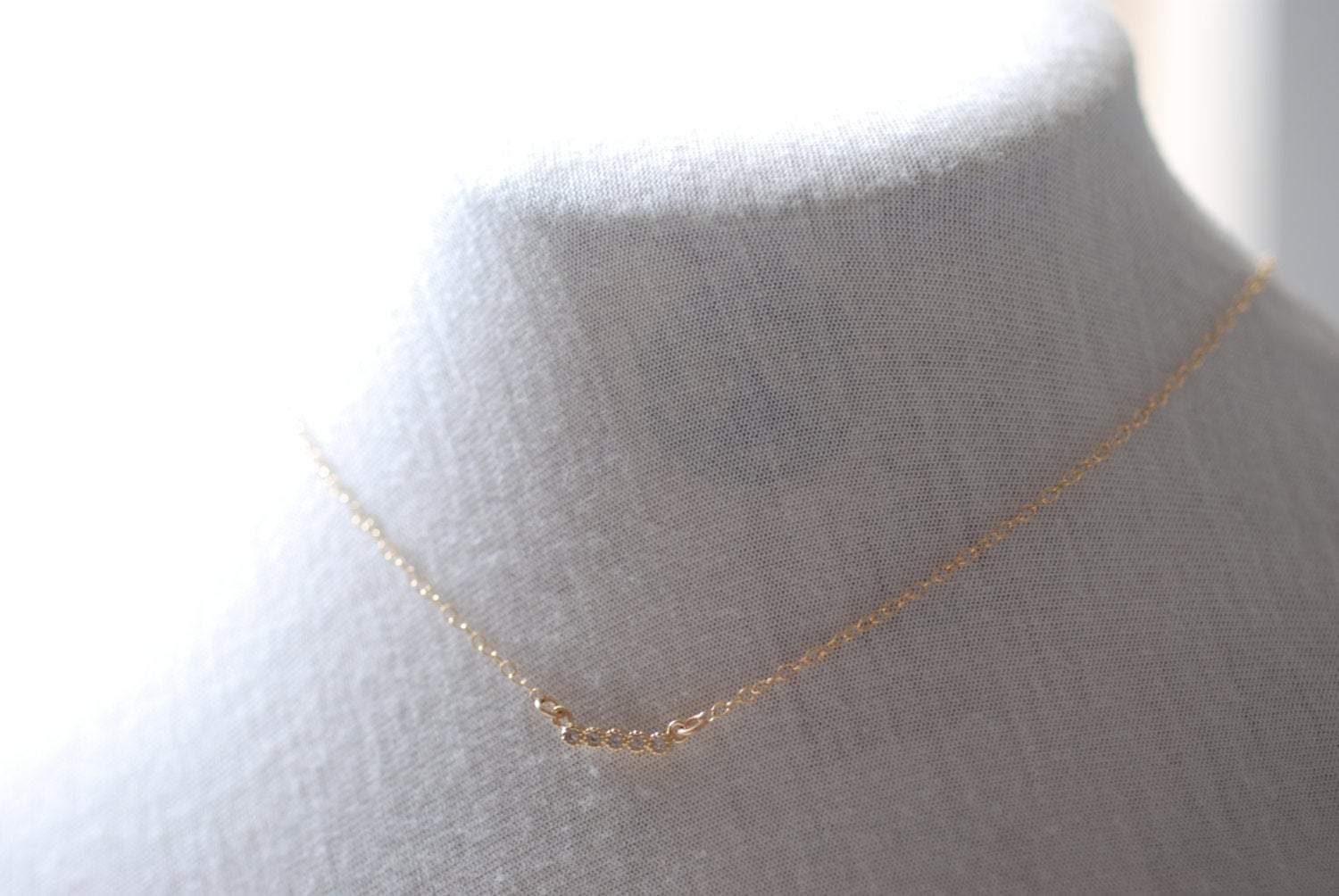 Tiny Gold Diamond Bar Necklace, Tiny Bar Necklace, Diamond Bar Necklace, Pave Diamond Bar Necklace, Thin Bar Necklace, 14k Gold Bar Necklace - HarperCrown