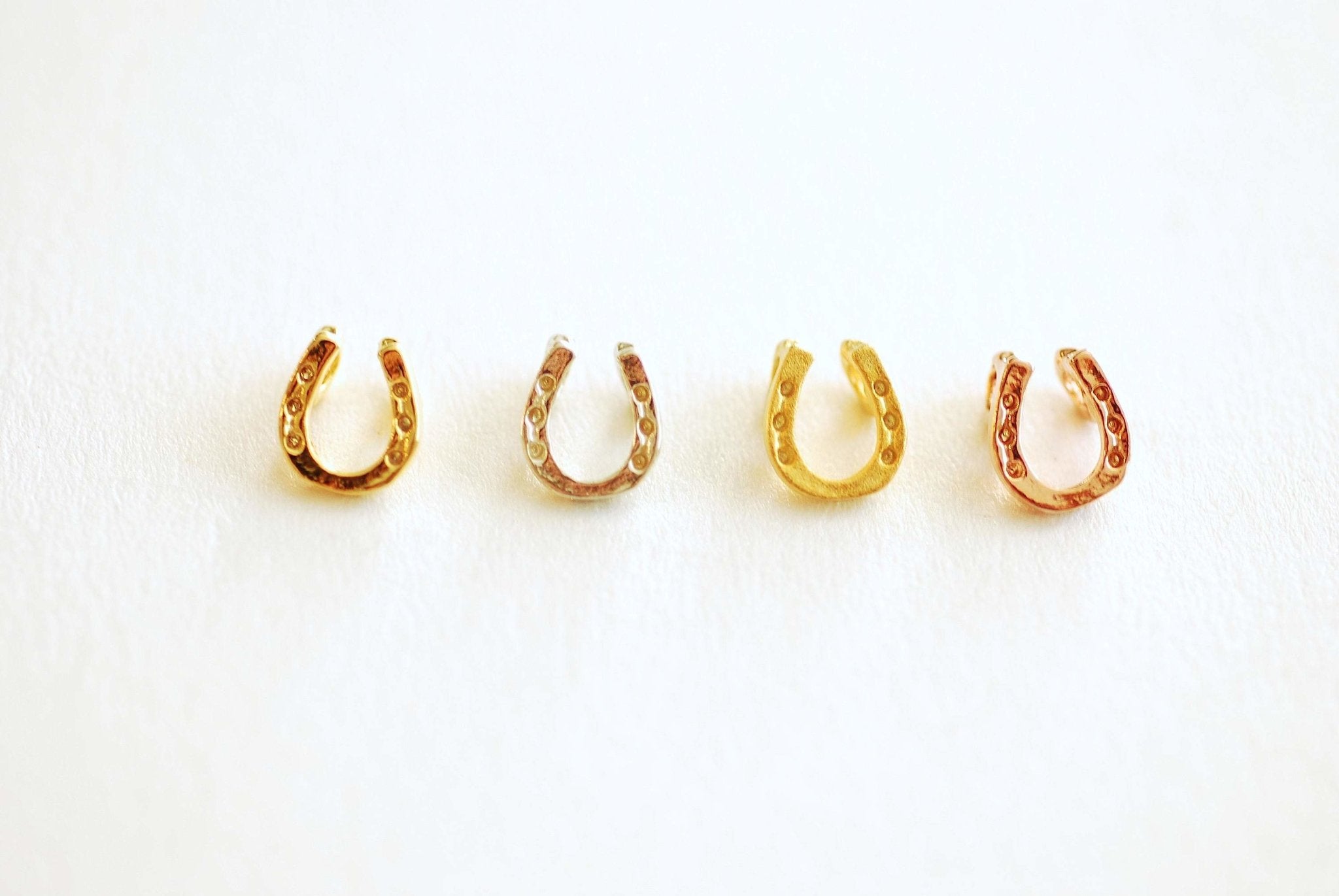 Tiny Horseshoe Connector Bead Charm- Vermeil, 22k Gold plated over 925 Sterling Silver, Rose Gold, Horseshoe connector, Horseshoe Charm, 265 - HarperCrown