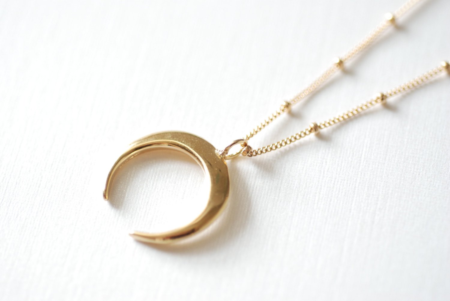 Tusk Necklace, Double Horn Necklace, Gold Horn Necklace, Moon Necklace, Crescent Necklace, Gold moon Necklace - HarperCrown