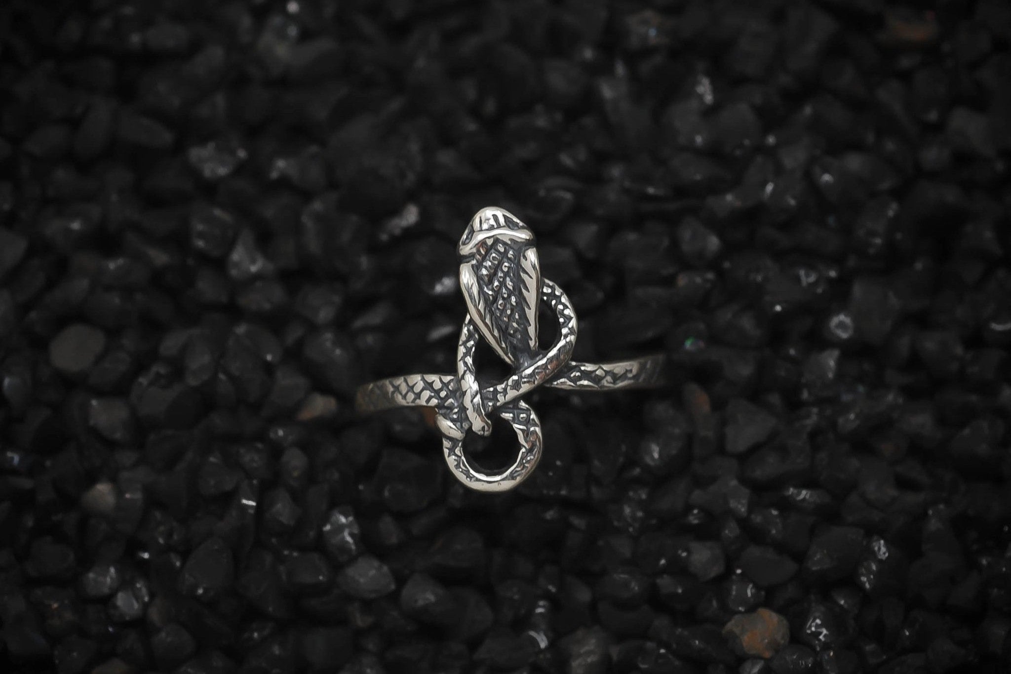 Uraeus Cobra Snake Ring of Ancient Egypt | 925 Sterling Silver, Oxidized or 18K Gold Plated | Ring - HarperCrown