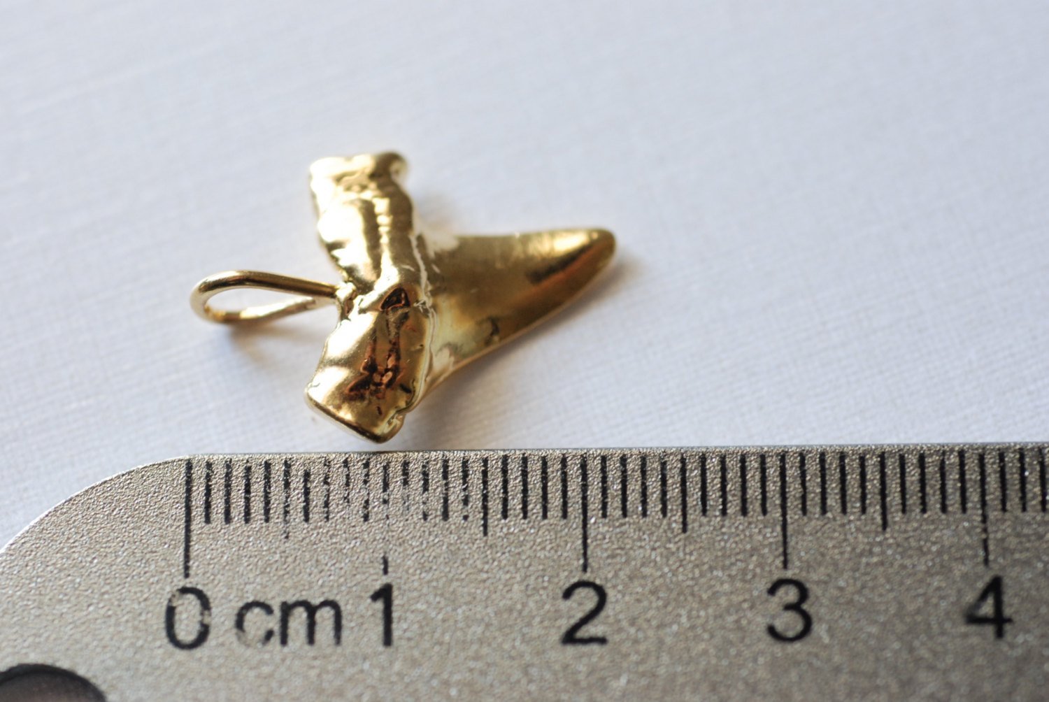 Vermeil Glossy Gold Shark Tooth Pendant, Vermeil gold shark tooth charm,18kt gold plated over sterling silver, vermeil supplies - HarperCrown