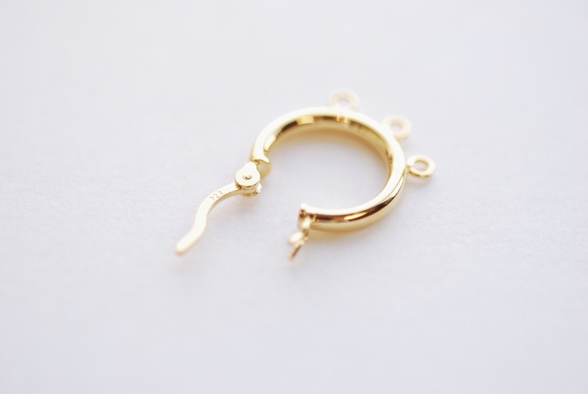 Vermeil Gold 15mm 3 Click Hoop Earrings - 20mm x 2mm Tube, Hoop Flex Earrings, Hoop earrings with Bail, Ear Post Earrings, 3 bails Hoops - HarperCrown