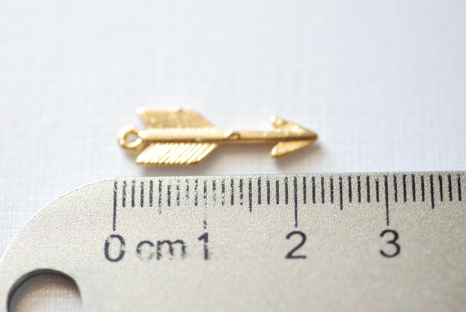 Vermeil Gold Arrow Charm, Gold Feather Arrow Pendant, Gold Arrowhead Charm, Arrowhead, Matte - HarperCrown