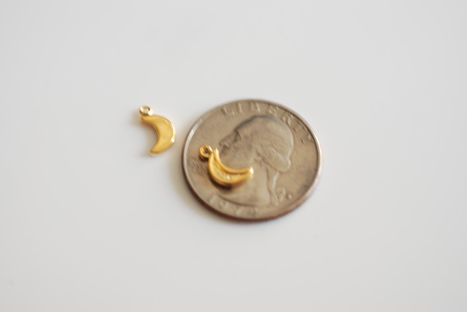 Vermeil Gold Crescent Moon Charm- 18k gold over Sterling Silver, Vermeil Gold Half Moon, Shiny moon, Wholesale Vermeil Gold Charms, 26 - HarperCrown