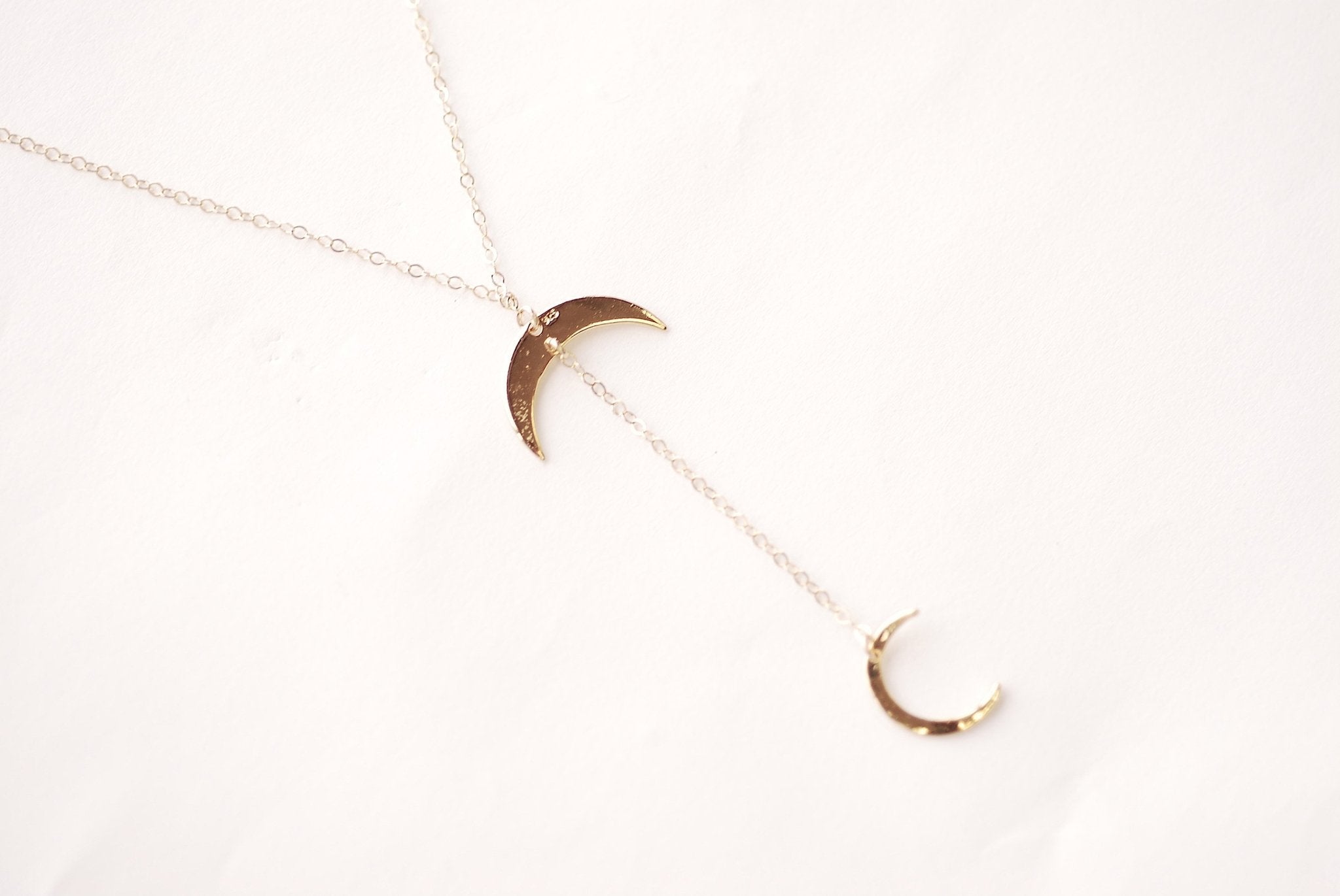 Vermeil Gold Crescent Moon Link Connector - 18k Gold plated over 925 Sterling silver Moon Half Moon Waning Moon Celestial Two Holes - HarperCrown