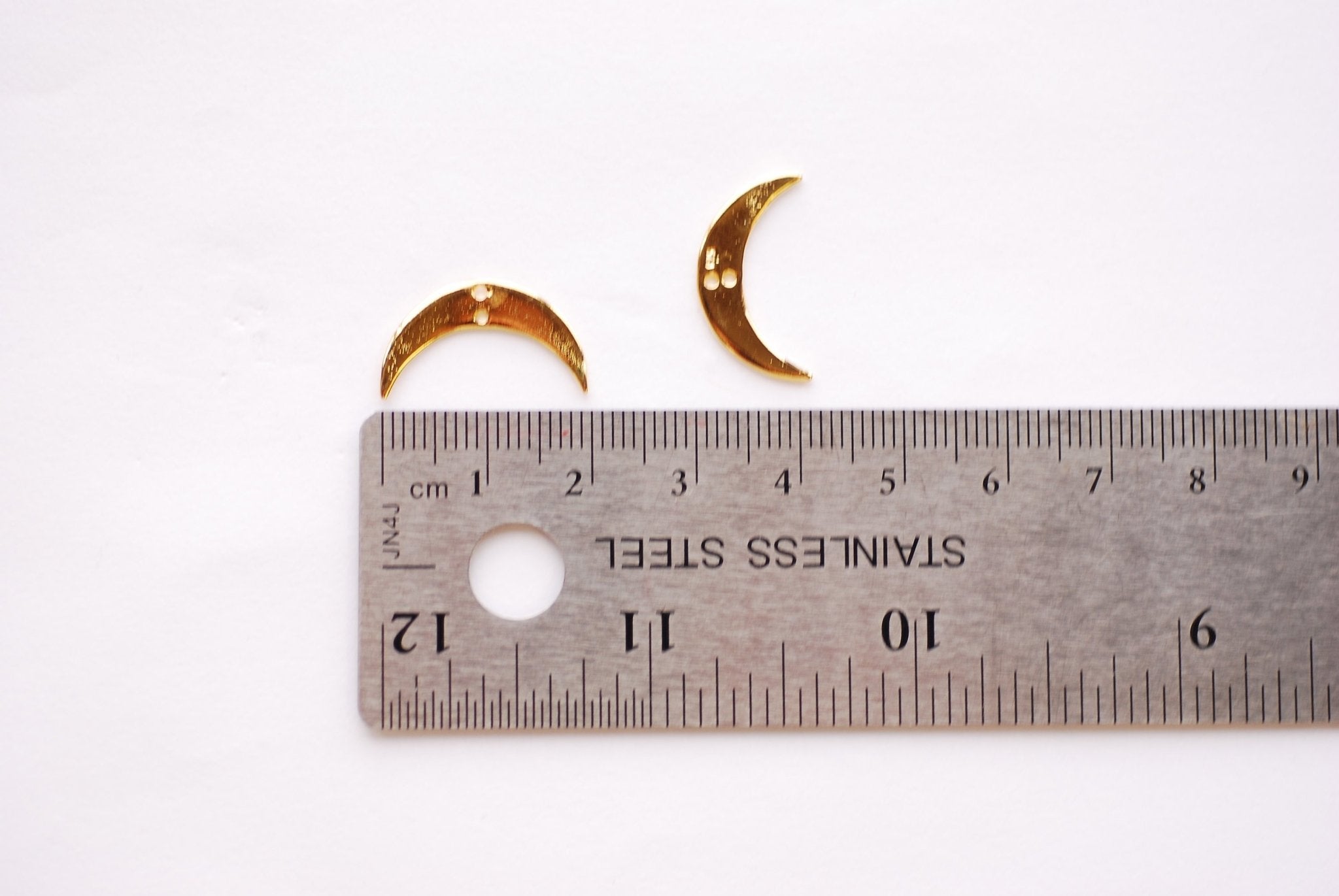 Vermeil Gold Crescent Moon Link Connector - 18k Gold plated over 925 Sterling silver Moon Half Moon Waning Moon Celestial Two Holes - HarperCrown