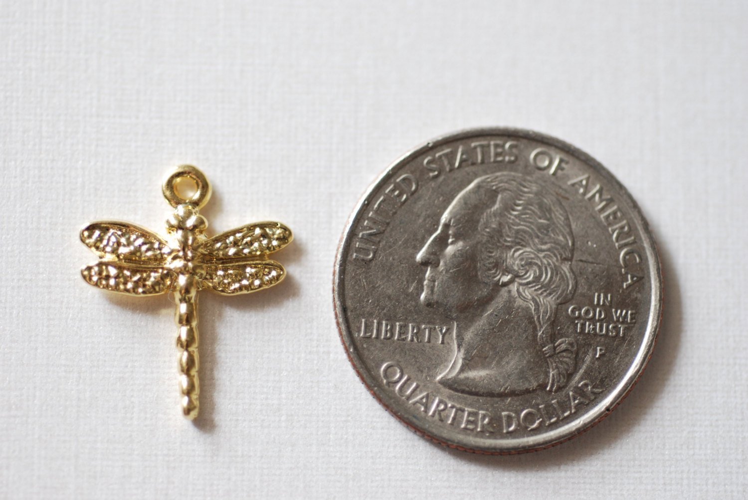 Vermeil Gold Dragonfly Charm, 18k gold plated over sterling silver Insect Charm, Gold Wings Charm - HarperCrown