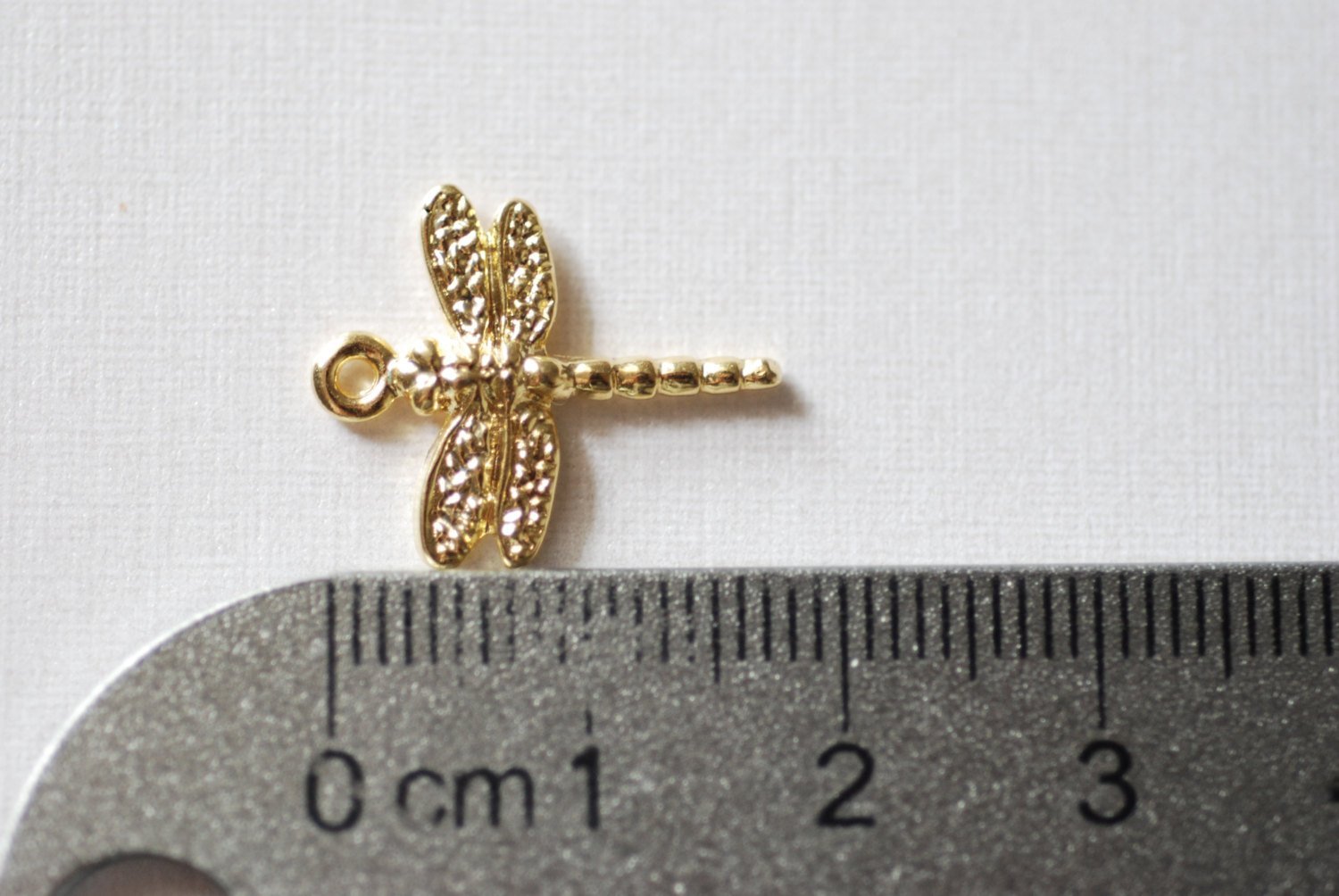 Vermeil Gold Dragonfly Charm, 18k gold plated over sterling silver Insect Charm, Gold Wings Charm - HarperCrown