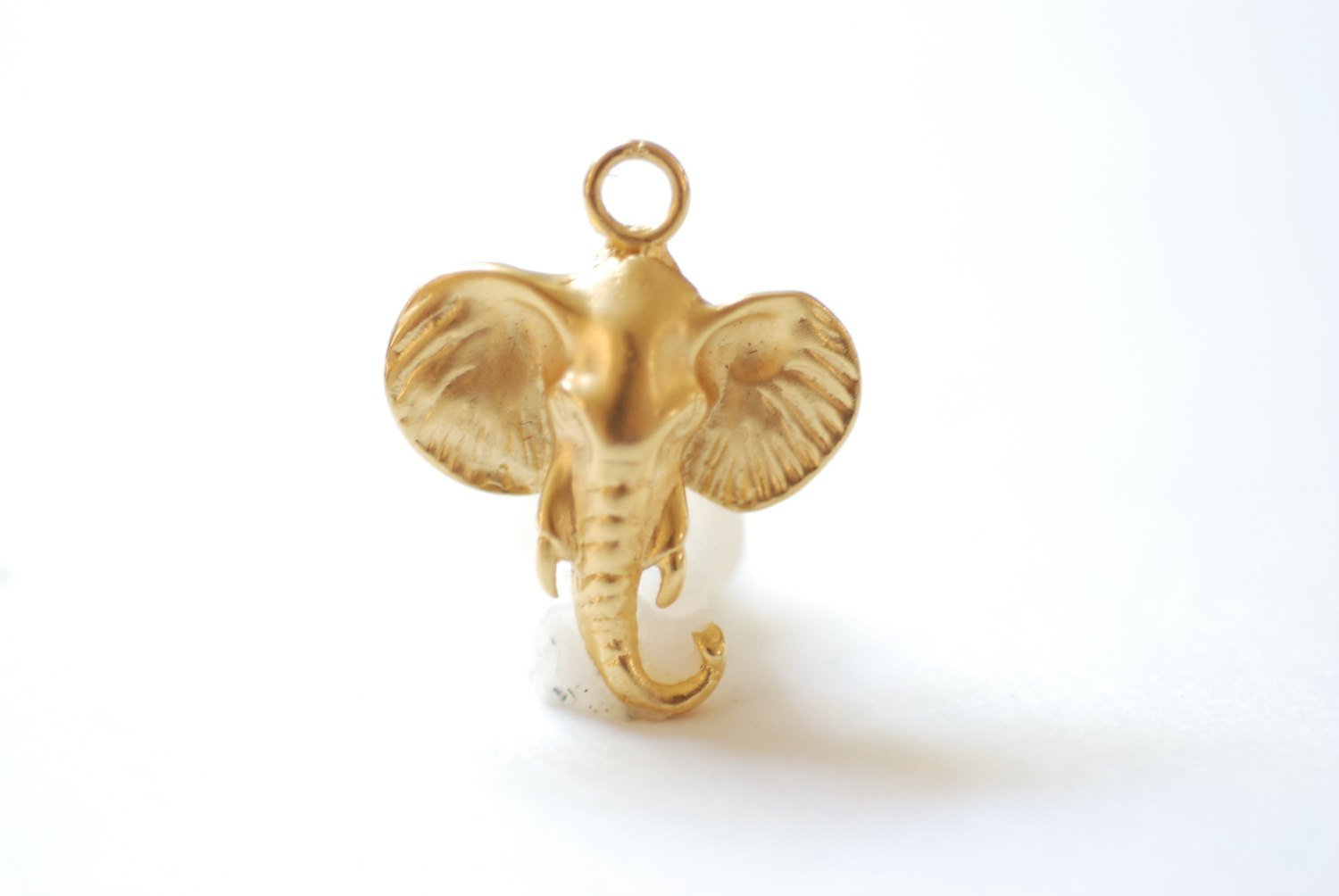 Vermeil Gold Elephant Head Charm - 18k gold plated over 925 silver, animal pendant, gold elephant, Matte elephant Charm, 140 - HarperCrown