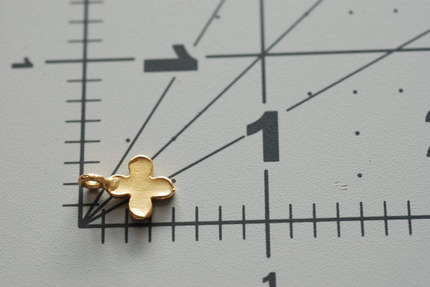 Vermeil Gold Four Leaf Clover, 18k gold Four Leaf Clover, Four leaf Petal, Matte Clover, Clover Charm, Gold Quatrefoil Charm - HarperCrown