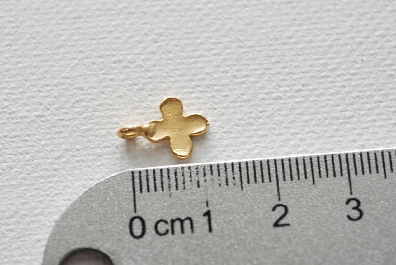 Vermeil Gold Four Leaf Clover, 18k gold Four Leaf Clover, Four leaf Petal, Matte Clover, Clover Charm, Gold Quatrefoil Charm - HarperCrown