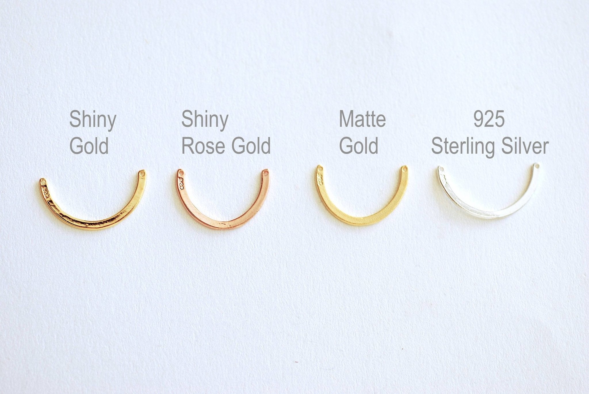 Vermeil Gold Half Circle Connector- 22k Gold plated 925 Sterling Silver, Rose Gold, Bow Connector, round bar, Arc, Link, Spacer, Moon, 392 - HarperCrown