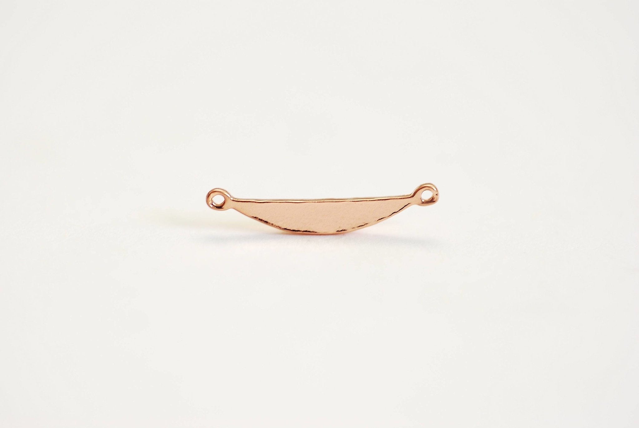 Vermeil Gold Half Moon Connector Charm- 22k Gold plated Sterling Silver, Rose Gold, Crescent Moon Connector, Spacer, Semicircle Link, 387 - HarperCrown