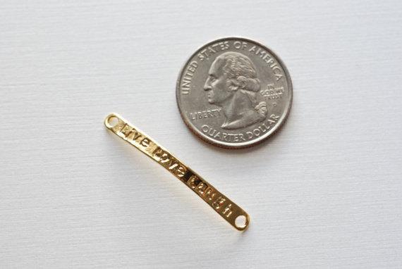 Vermeil Gold Live love Laugh, 18k gold over 925 sterling silver bar "live love laugh" gold bar connector, vermeil curve connector, Matte, 22 - HarperCrown