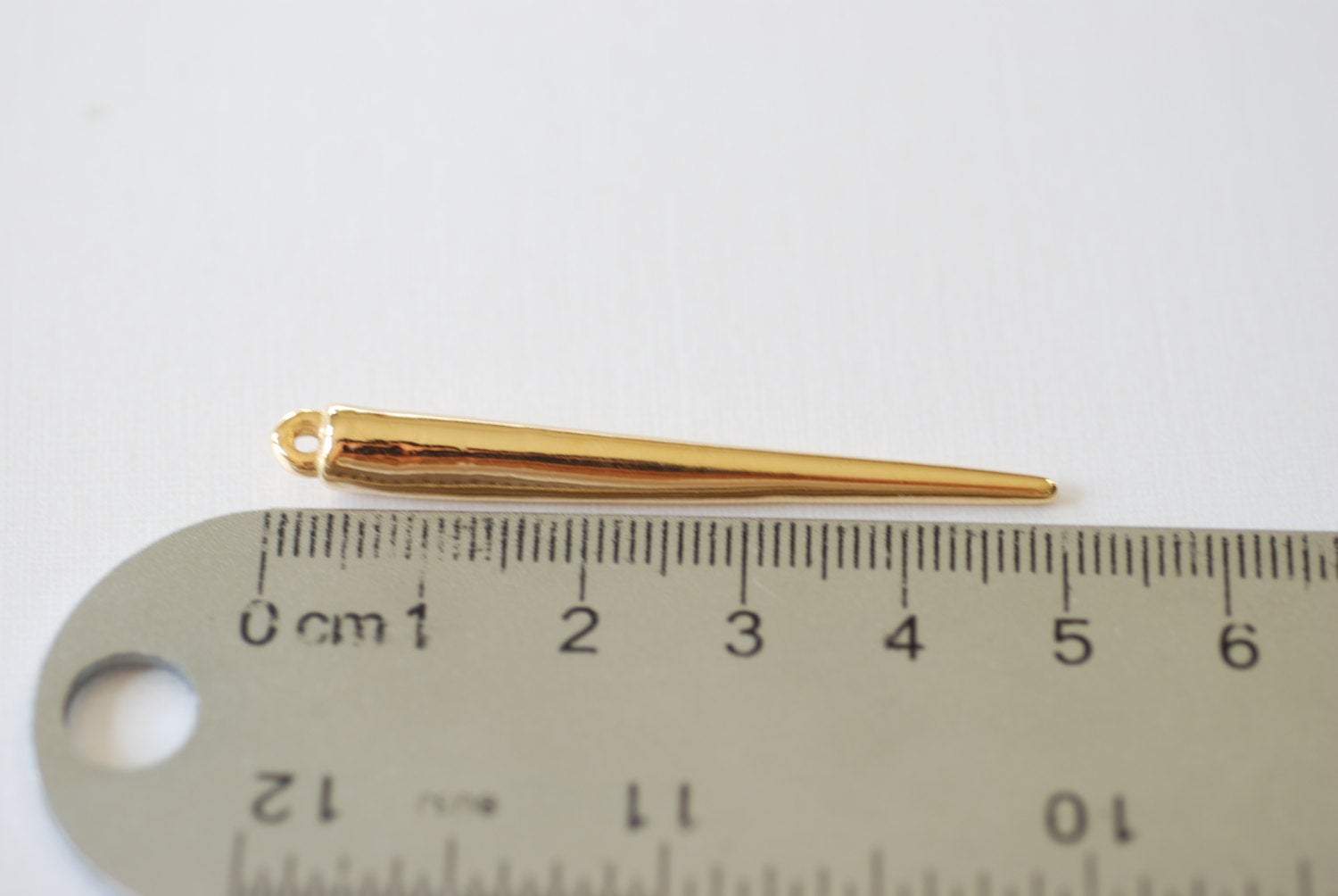 Vermeil Gold Long Spike Charm - 18k gold plated over sterling silver spear, vermeil dagger, needle, gold needle, drop needle charm, 232 - HarperCrown