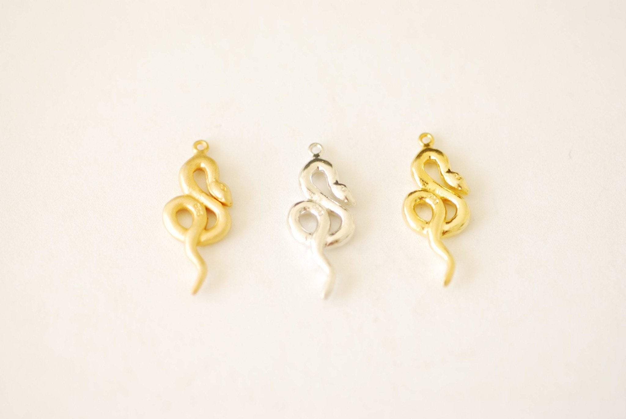 Vermeil Gold or Sterling Silver Snake Charm - Gold Coiled Snake Serpent Reptile Snake Jewelry Animal Charms DIY Jewelry Zodiac [A101] - HarperCrown