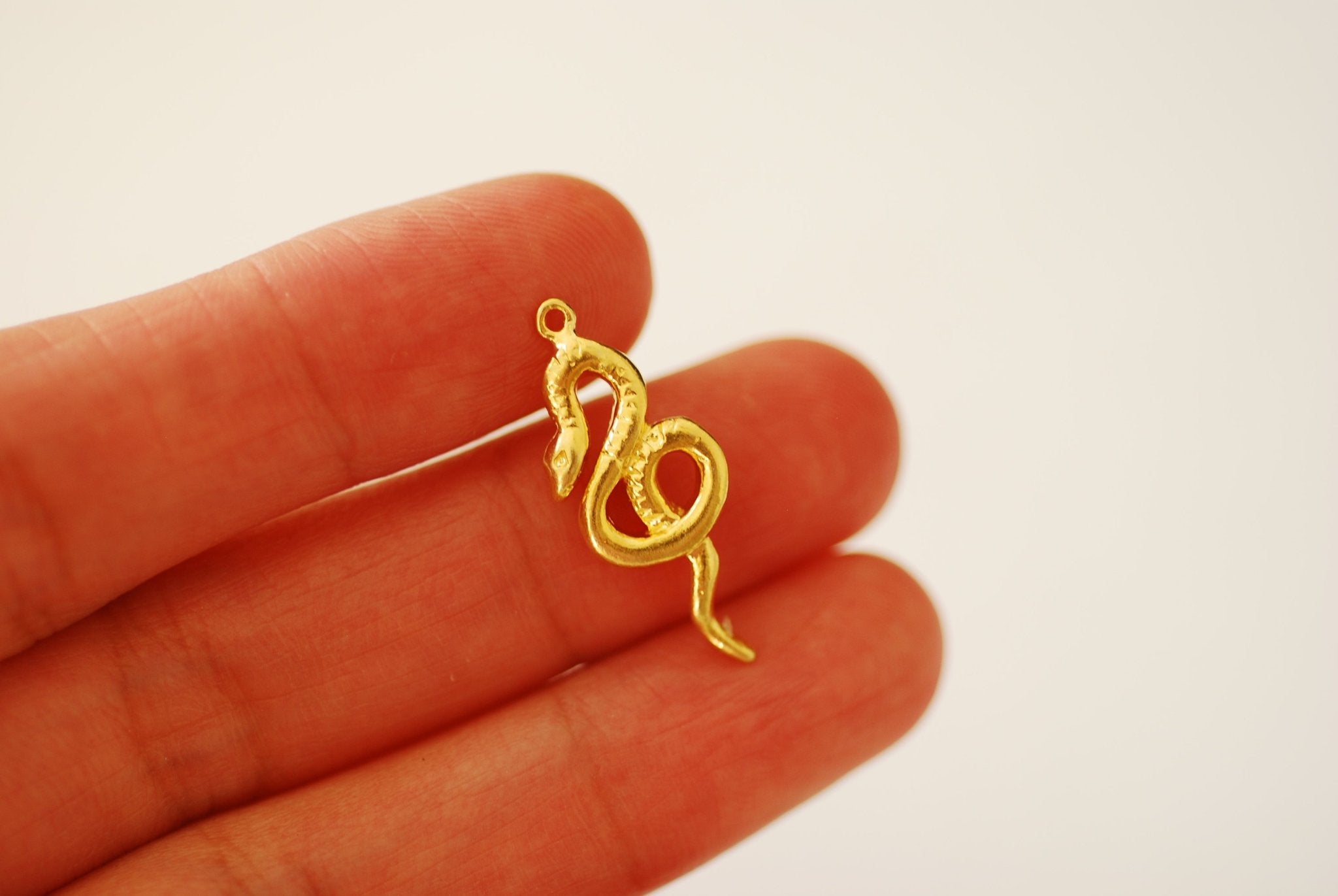 Vermeil Gold or Sterling Silver Snake Charm - Gold Coiled Snake Serpent Reptile Snake Jewelry Animal Charms DIY Jewelry Zodiac [A101] - HarperCrown