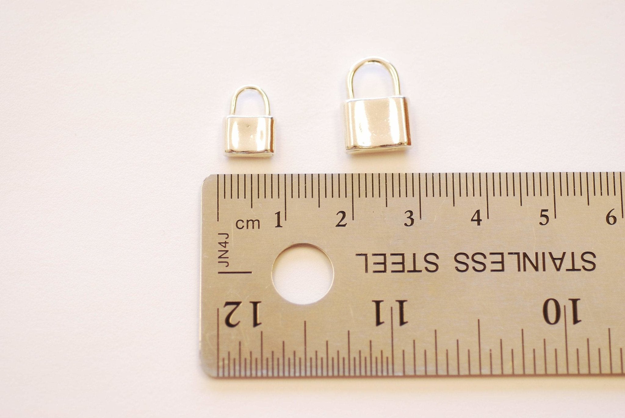 Vermeil Gold Padlock Charm - 18k gold plated over 925 sterling silver Lock and Key Charm Small Lock Padlock Wholesale Charms - HarperCrown