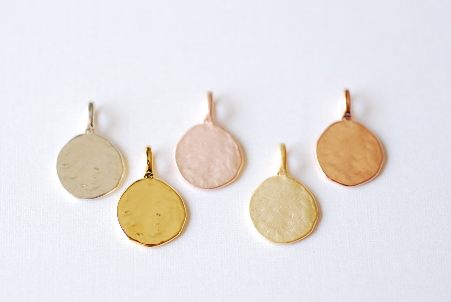 Vermeil Gold Round Blank Disc Charm Attached Bail -18k gold plated over sterling silver,blank disc, Gold stamping disc, Rose Gold disc, 97 - HarperCrown