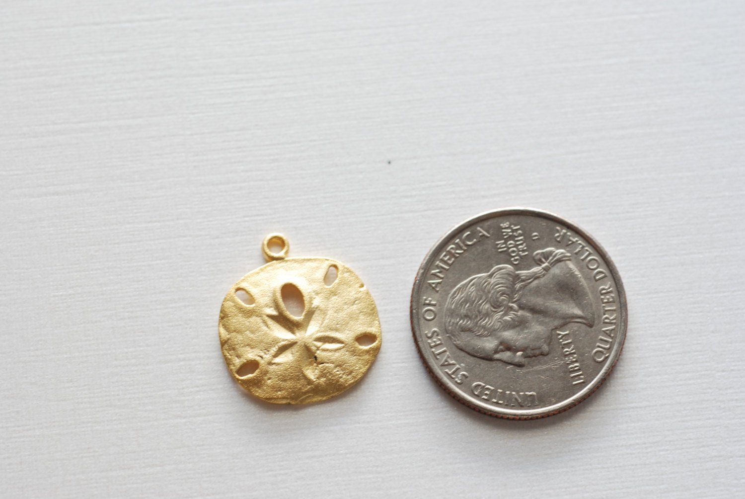 Vermeil Gold Sand Dollar- 18k gold plated over Sterling Silver Sand dollar charm, Gold starfish charm, Vermeil Gold Sea Shell Charm, Beads - HarperCrown