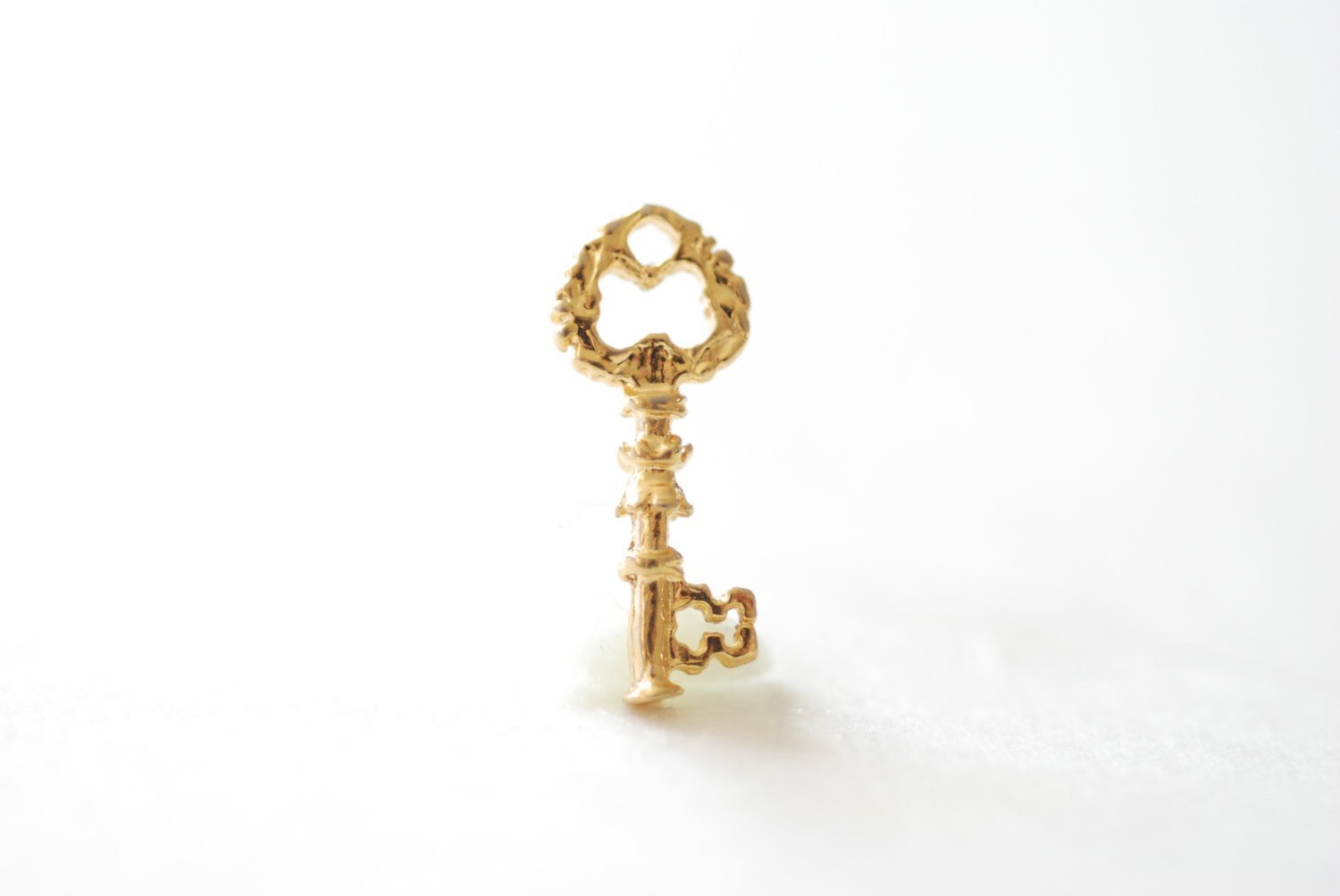 Vermeil Gold Shiny Key Charm Pendant- 18k gold plated over sterling silver charm, Key to my heart charm, Gold Lock and Key Charm Pendant,109 - HarperCrown