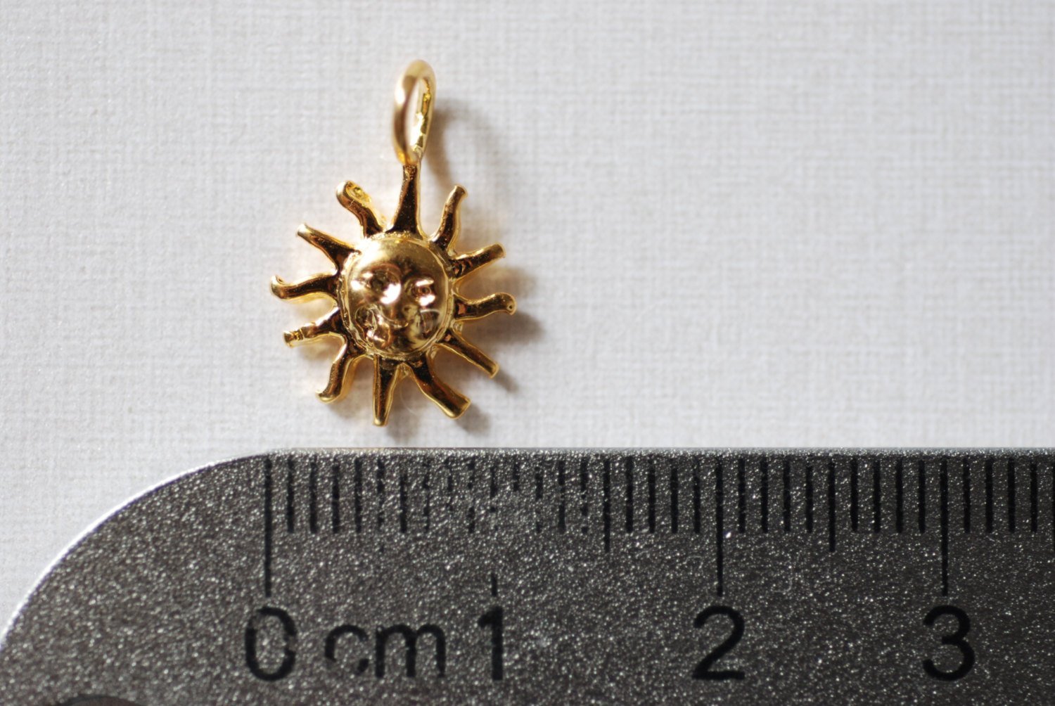 Vermeil Gold Sunshine Charm - 18k gold plated over sterling silver, Sun with rays pendant, Gold Sun Charm - HarperCrown