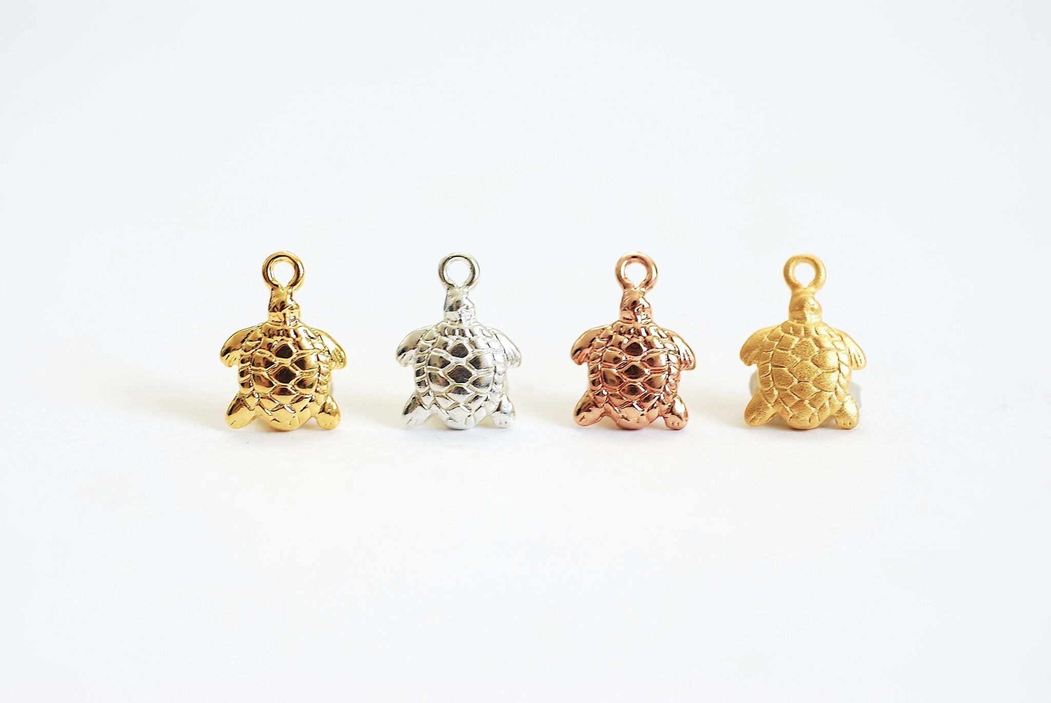 Vermeil Gold Turtle Charm- 22k Gold Plated over Sterling Silver, Rose Gold Turtle, Small Turtle Charm, Hawaiian Honu Turtle, Sea Turtle, 385 - HarperCrown