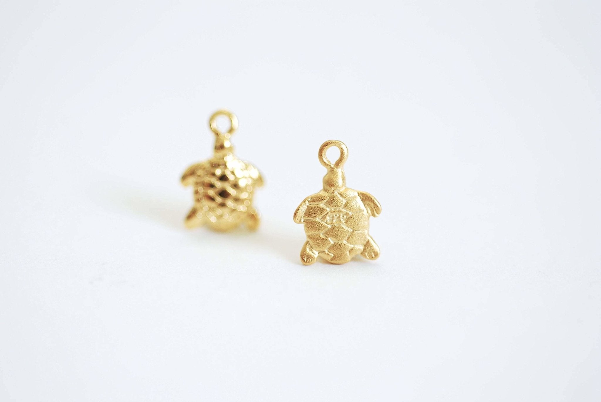 Vermeil Gold Turtle Charm- 22k Gold Plated over Sterling Silver, Rose Gold Turtle, Small Turtle Charm, Hawaiian Honu Turtle, Sea Turtle, 385 - HarperCrown