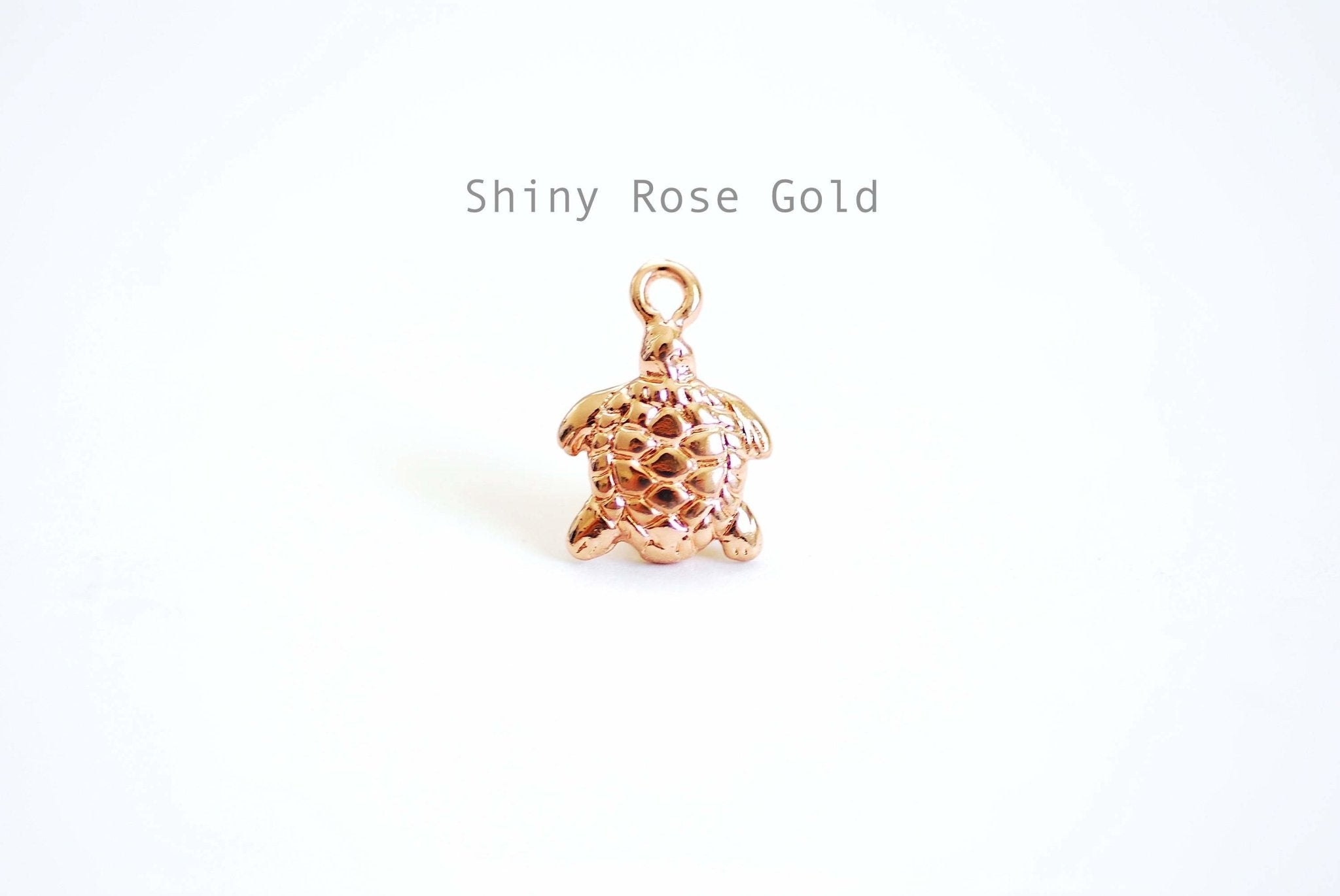 Vermeil Gold Turtle Charm- 22k Gold Plated over Sterling Silver, Rose Gold Turtle, Small Turtle Charm, Hawaiian Honu Turtle, Sea Turtle, 385 - HarperCrown