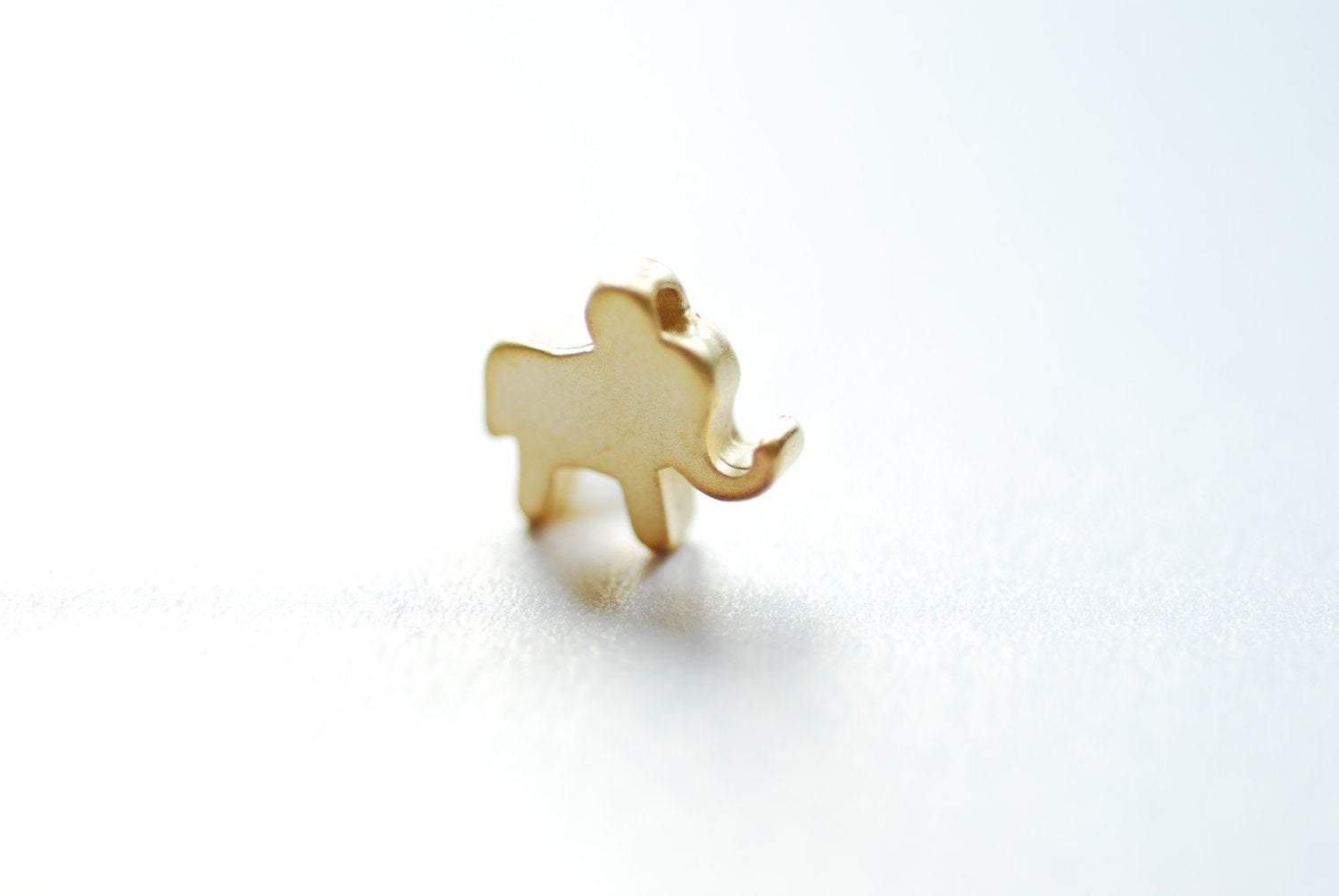 Vermeil Matte Gold Elephant Charm- 18k gold plated over sterling silver, Vermeil Gold Elephant Bead, Gold Elephant Charm Pendant, beads, 100 - HarperCrown