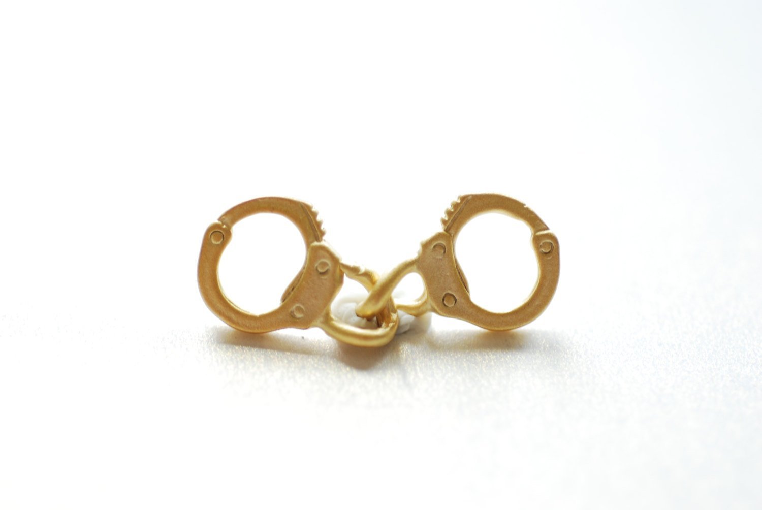 Vermeil Matte Gold Handcuffs, 18k gold plated over Sterling Silver, handcuff charm, handcuffs, Wholesale Vermeil Charms, Vermeil Supplies - HarperCrown