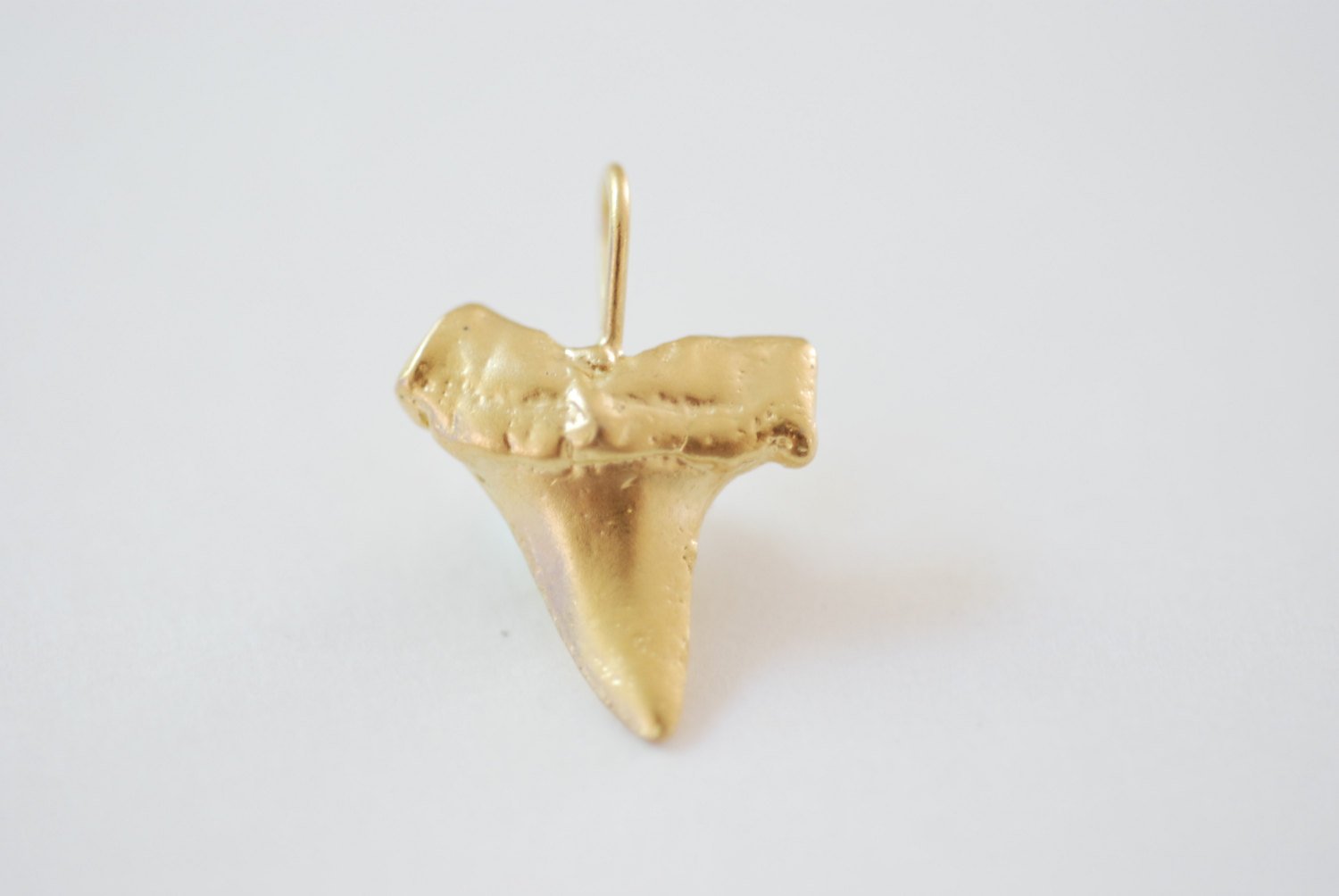 Vermeil Matte Gold Shark Tooth Pendant, Vermeil gold shark tooth charm,18kt gold plated over sterling silver, vermeil supplies - HarperCrown