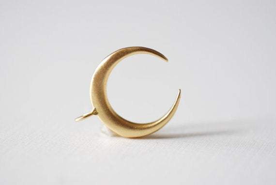 Vermeil or Sterling Silver Crescent Moon Charm Pendant- Gold Half moon charm pendant,Gold Crescent Moon, Gold Tusk Charm, Silver Moon, 1 - HarperCrown