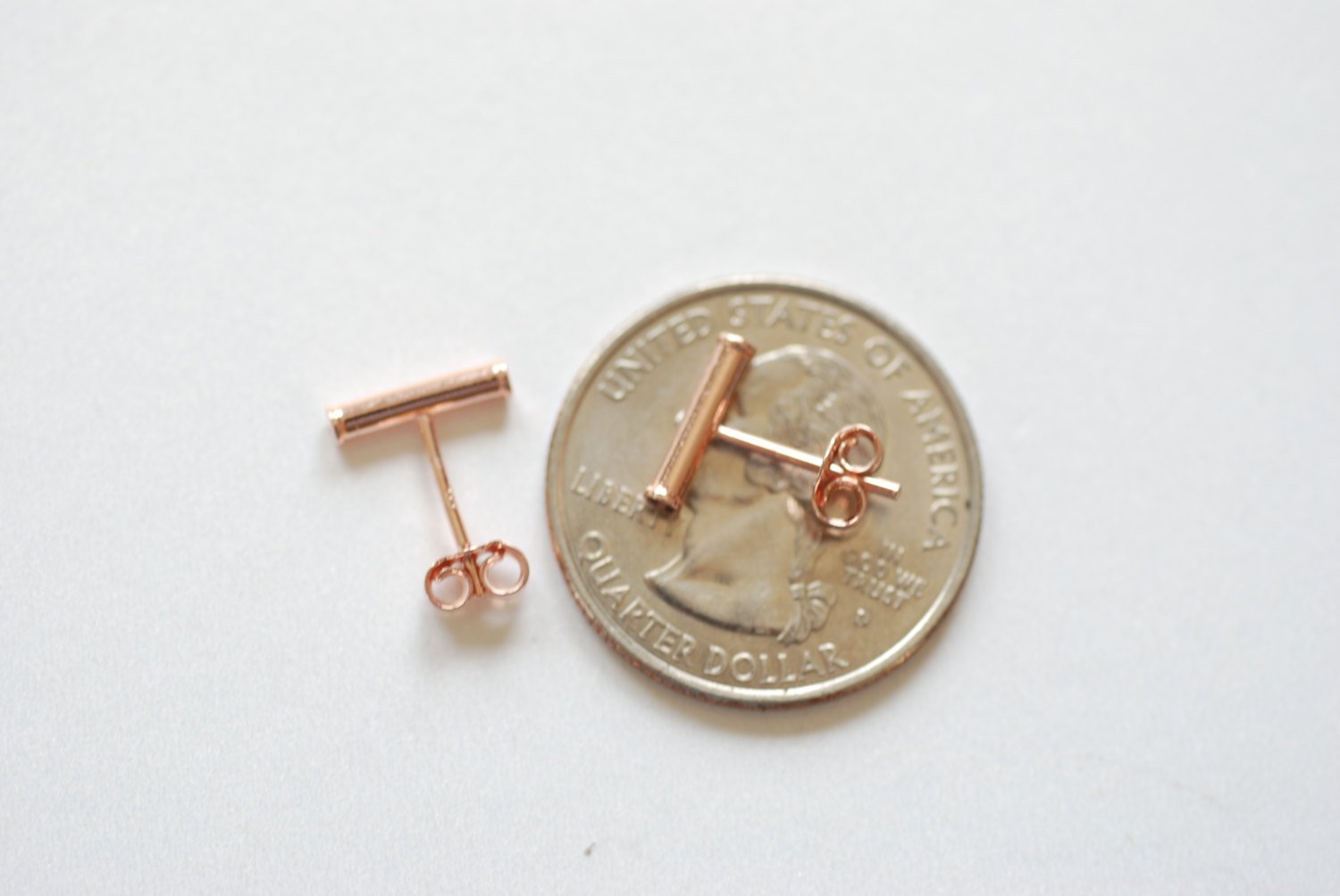 Vermeil Rose Gold Bar Earrings, Rose Gold Bar Stud Earrings, Line Earrings, Minimal Post Earrings, Ear Climbers, Stick earrings - HarperCrown