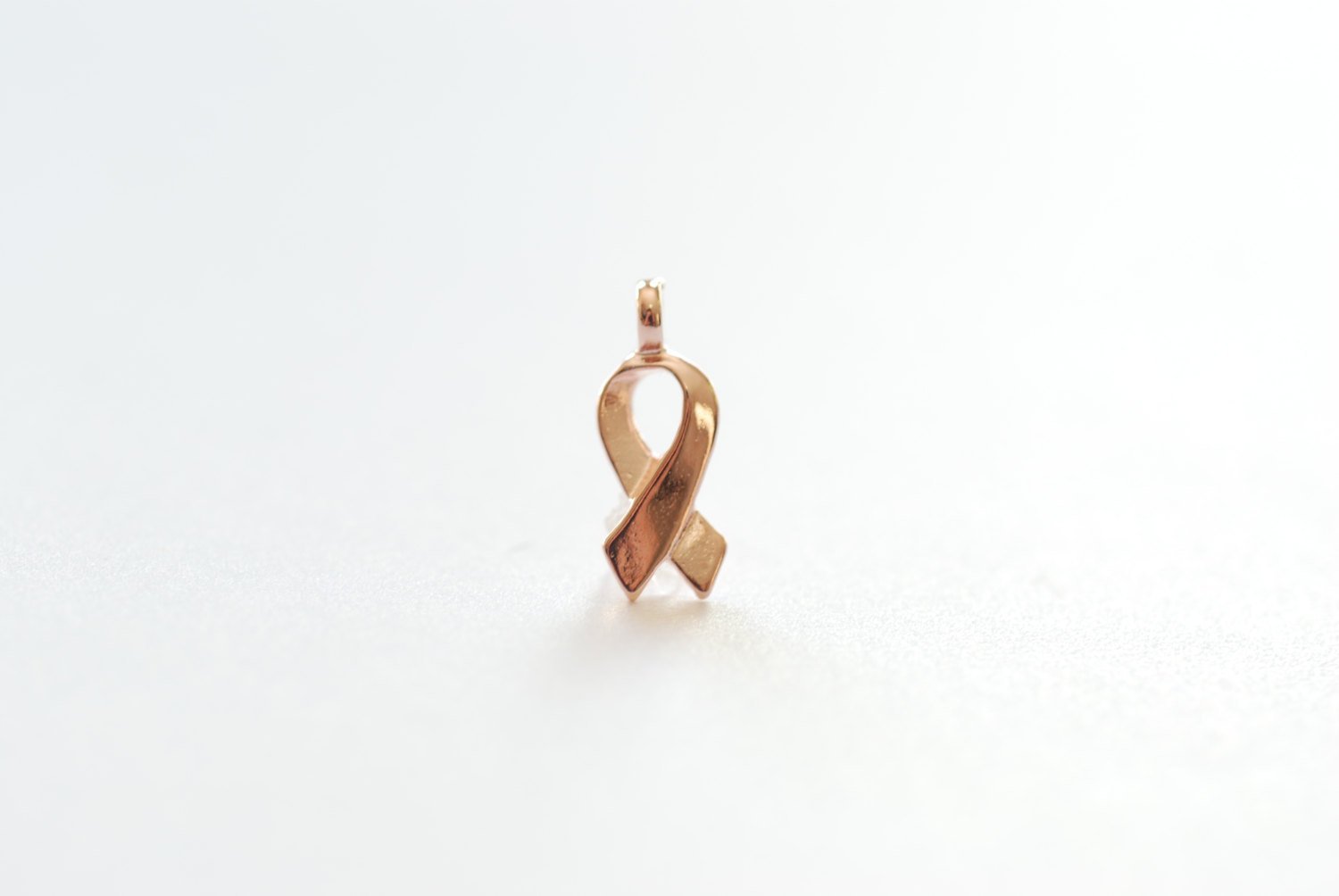 Vermeil Rose Gold Breast Cancer Ribbon -18k gold plated over sterling silver, symbol of breast cancer awareness,Breast Cancer Jewelry Charm - HarperCrown