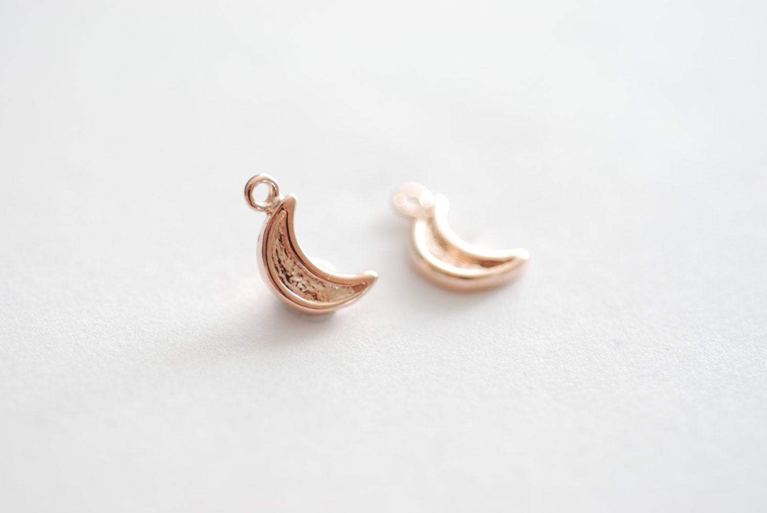 Vermeil Rose Gold Crescent Moon Charms, 18k gold over Sterling Silver, Vermeil Gold Half Moon, Rose Gold moon, Wholesale Vermeil Gold Charms - HarperCrown