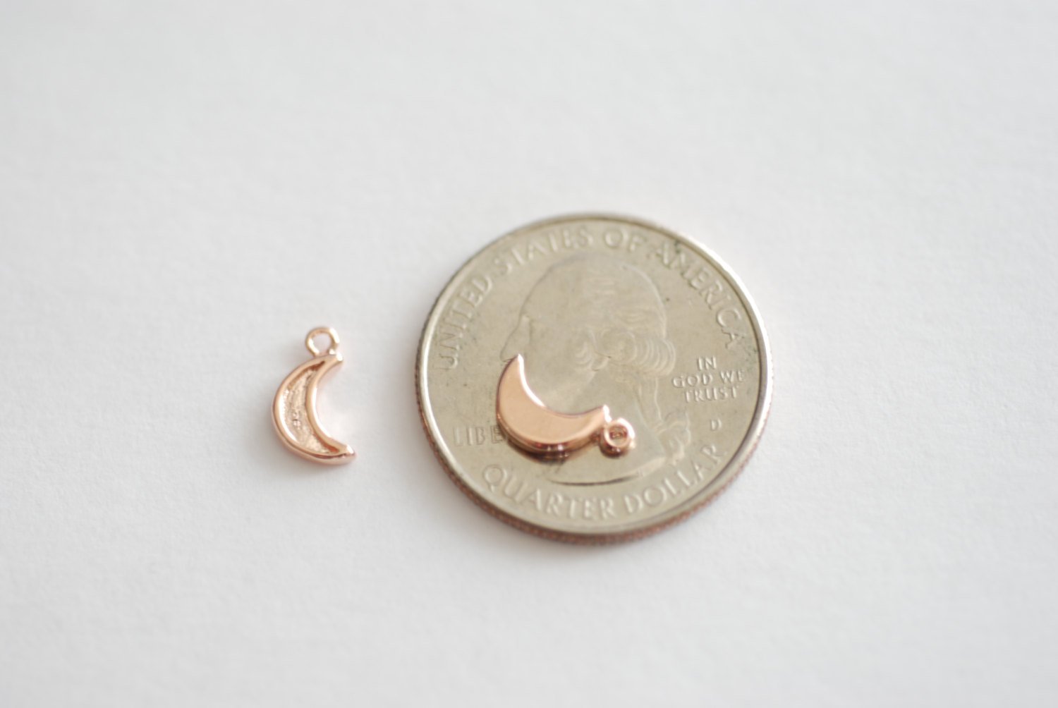 Vermeil Rose Gold Crescent Moon Charms, 18k gold over Sterling Silver, Vermeil Gold Half Moon, Rose Gold moon, Wholesale Vermeil Gold Charms - HarperCrown