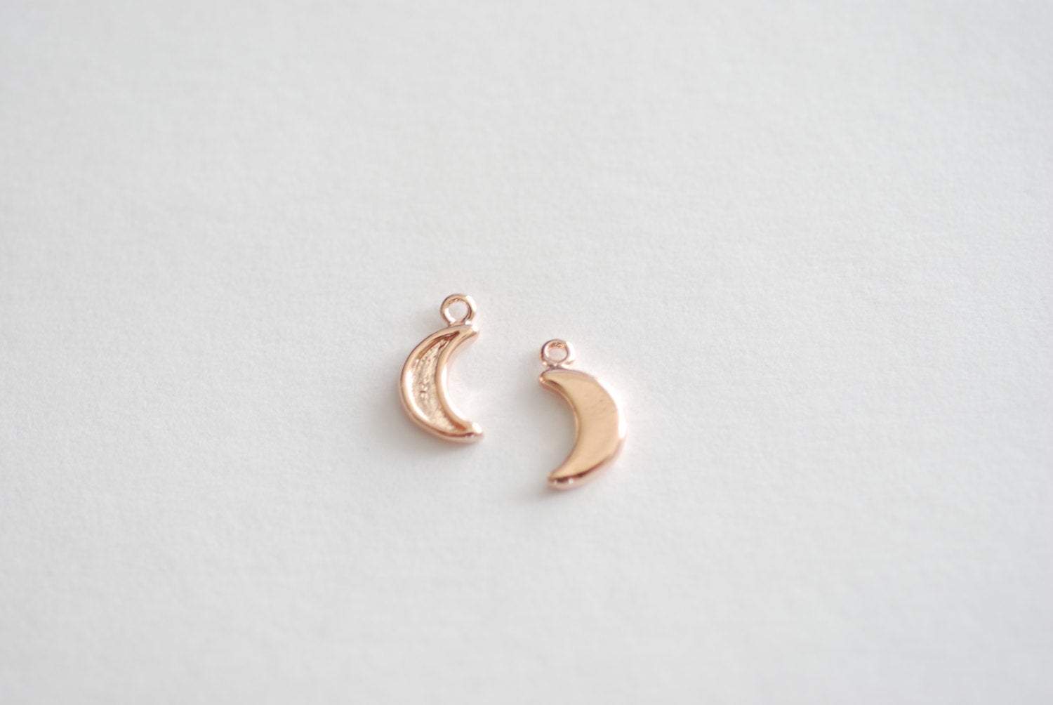 Vermeil Rose Gold Crescent Moon Charms, 18k gold over Sterling Silver, Vermeil Gold Half Moon, Rose Gold moon, Wholesale Vermeil Gold Charms - HarperCrown