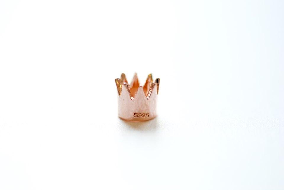 Vermeil Rose Gold Crown Charm- 18k gold plated over sterling silver crown charm, Gold Crown Pendant Charm, Princess Crown Necklace - HarperCrown