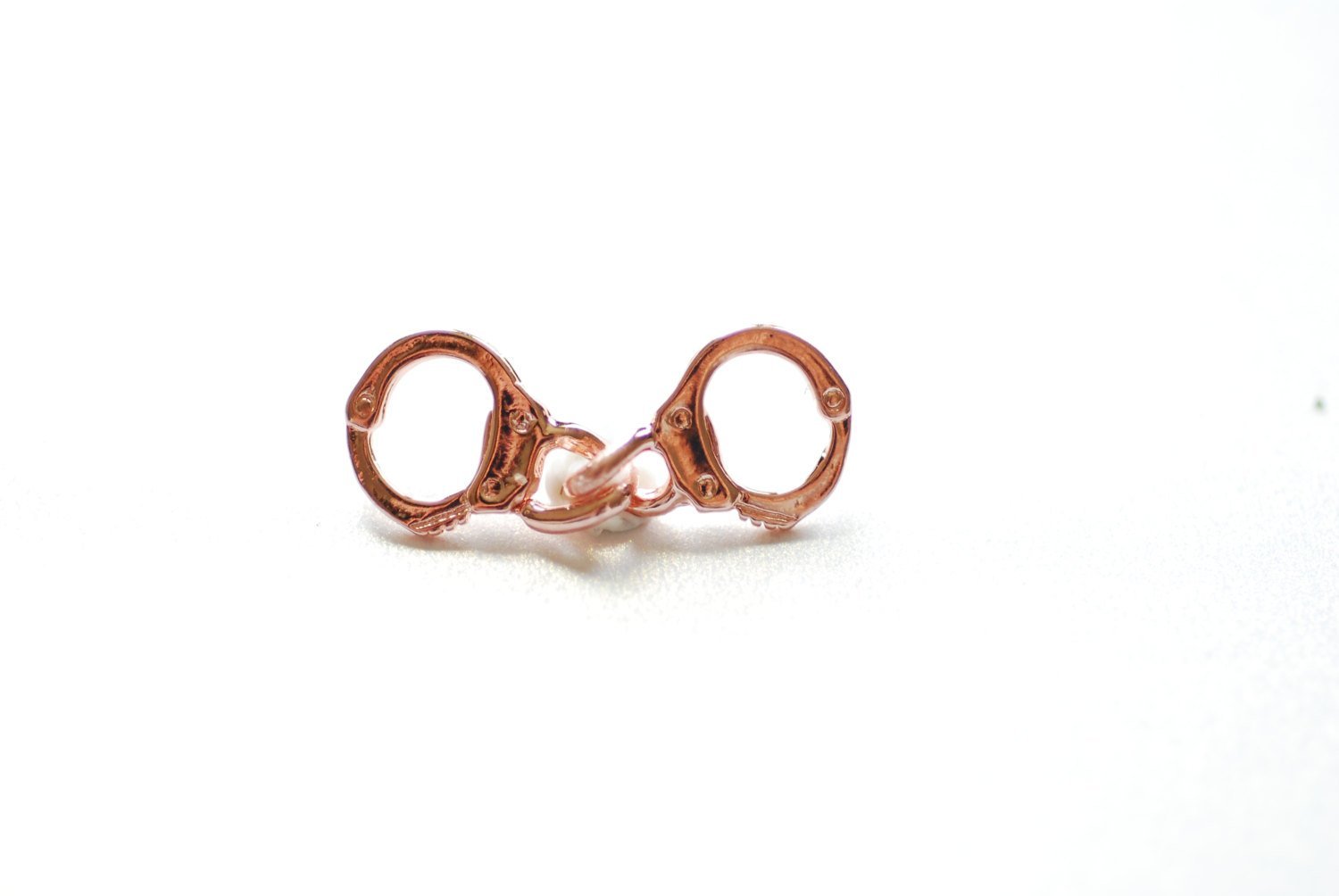 Vermeil Rose Gold Handcuffs, 18k gold plated over Sterling Silver, handcuff charm, handcuffs, Wholesale Vermeil Charms, Vermeil Supplies - HarperCrown