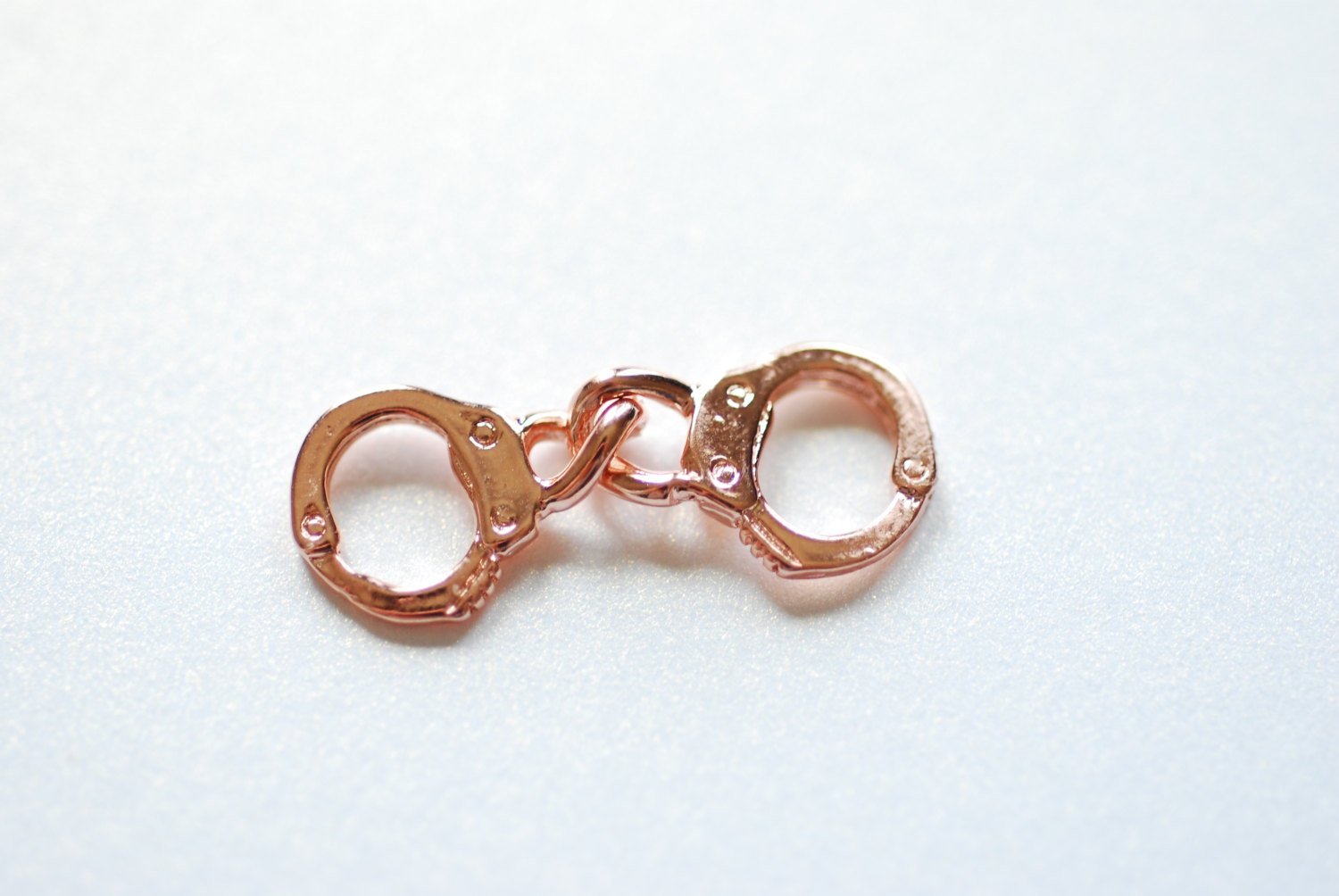 Vermeil Rose Gold Handcuffs, 18k gold plated over Sterling Silver, handcuff charm, handcuffs, Wholesale Vermeil Charms, Vermeil Supplies - HarperCrown