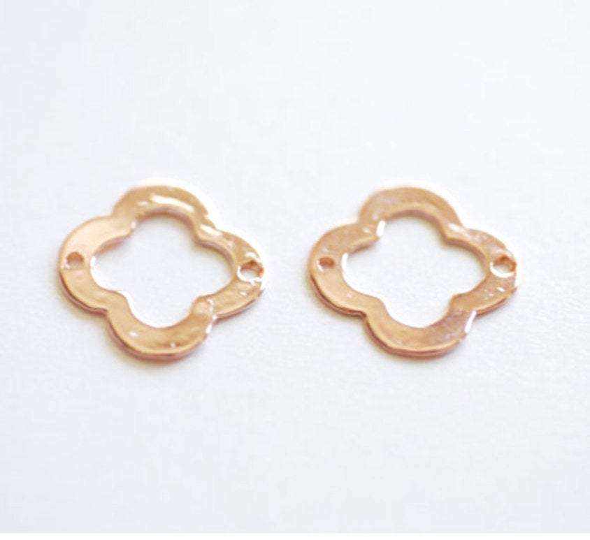 Vermeil Rose Gold Quatrefoil Charms Pendants, Gold Clover Connector, four leaf quatrefoil clover, Gold Quatrefoil Clover Links Connectors,76 - HarperCrown