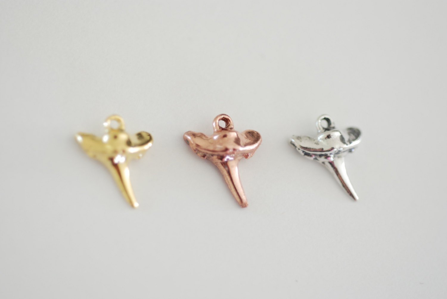 Vermeil Rose Gold Shark Tooth, Small Vermeil Shark Tooth, Glossy Rose Gold Shiny Shark Tooth Charm,18k gold over Sterling Silver Shark Tooth - HarperCrown