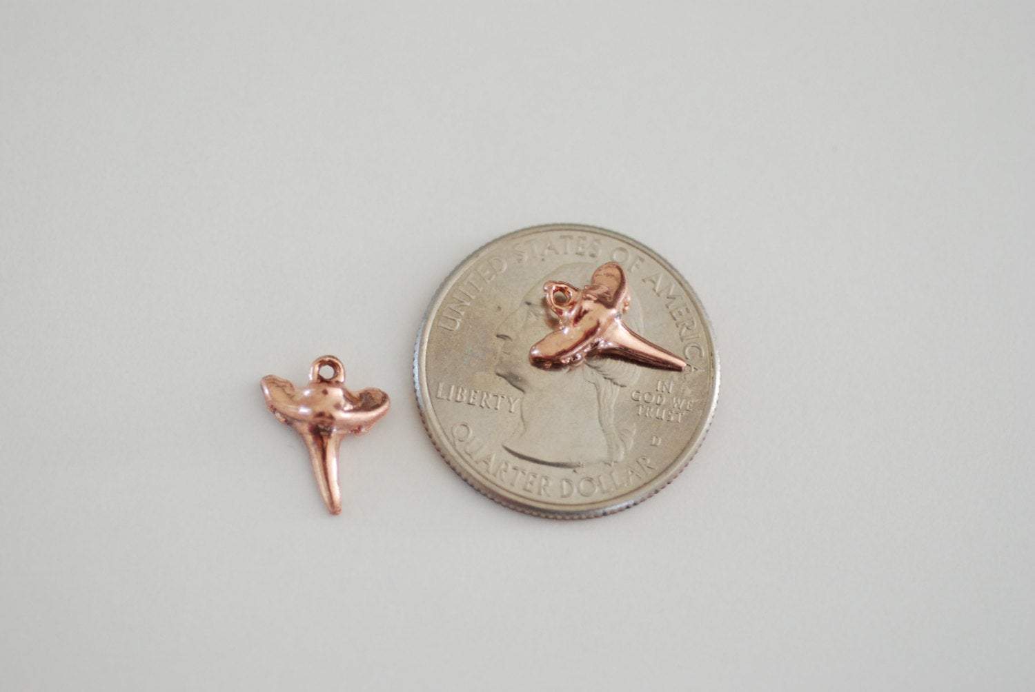 Vermeil Rose Gold Shark Tooth, Small Vermeil Shark Tooth, Glossy Rose Gold Shiny Shark Tooth Charm,18k gold over Sterling Silver Shark Tooth - HarperCrown