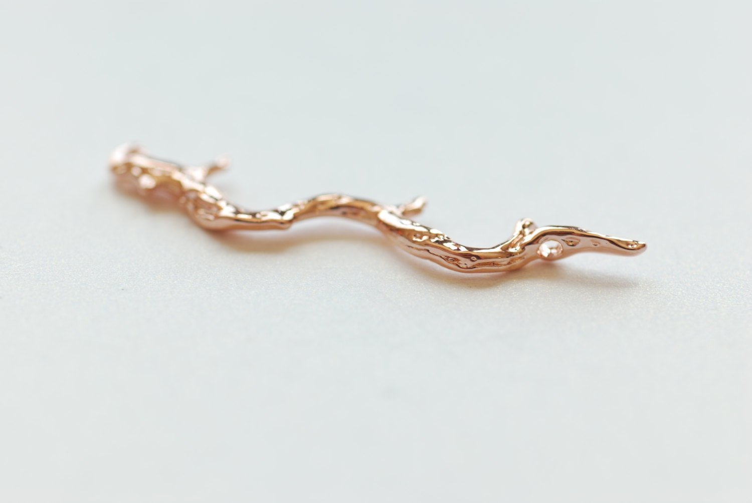 Vermeil Rose Gold Twig Branch Connector Pendant- 18k gold over 925 sterling silver branch charm connector, tree branch link spacer - HarperCrown