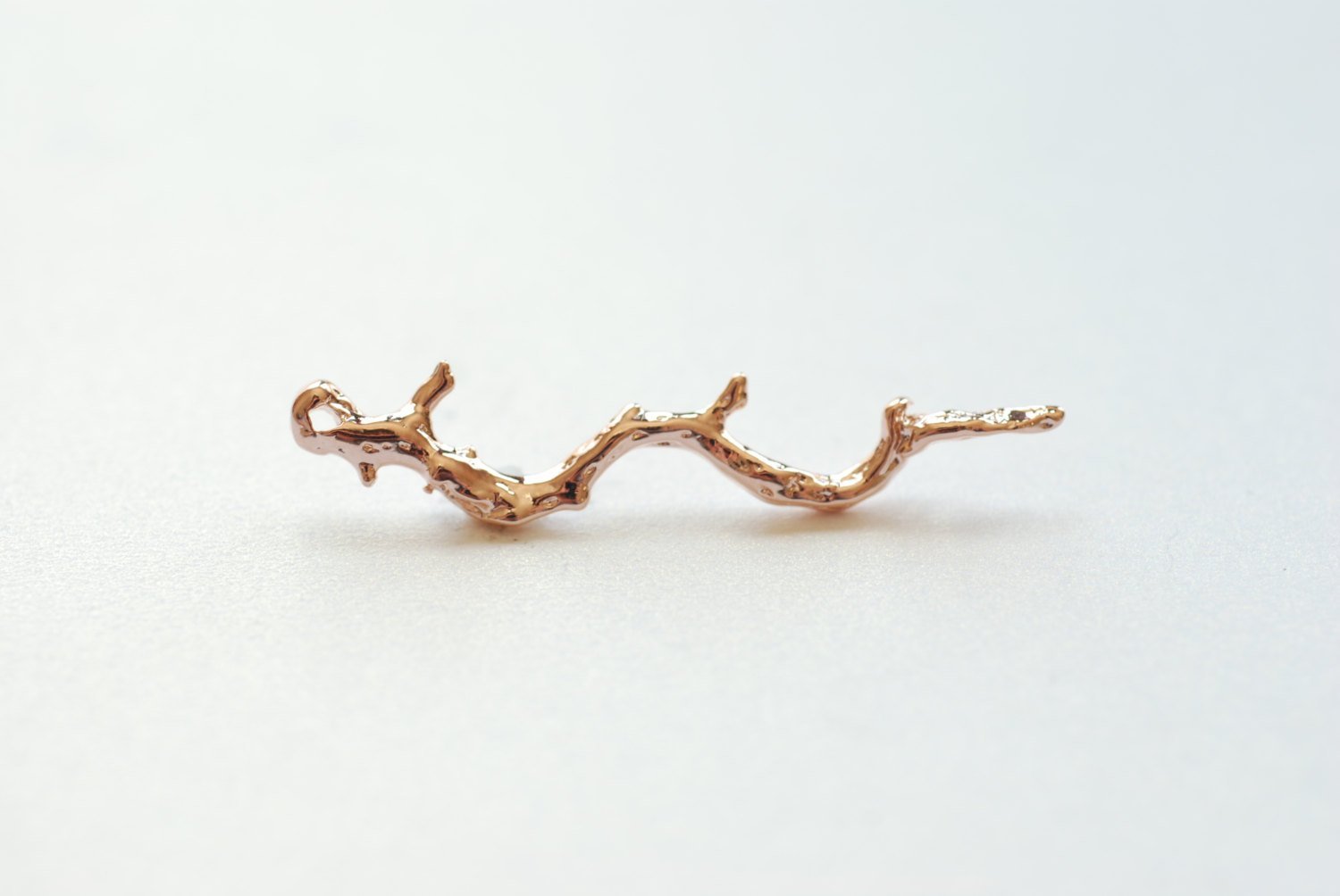 Vermeil Rose Gold Twig Branch Connector Pendant- 18k gold over 925 sterling silver branch charm connector, tree branch link spacer - HarperCrown