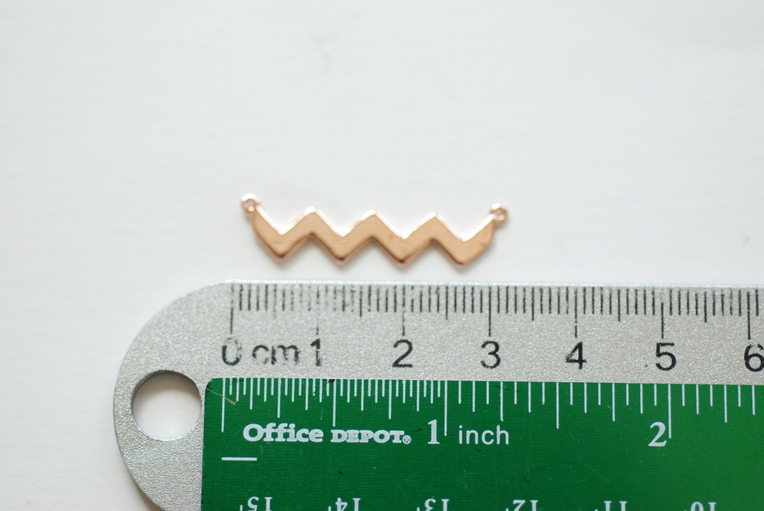 Vermeil Rose Gold Wavy Bar Connector Charm- Pink Gold Multiple Triangle Pendant- Gold Chevron Charm, Gold Triangle Charm, Gold Bar Link - HarperCrown