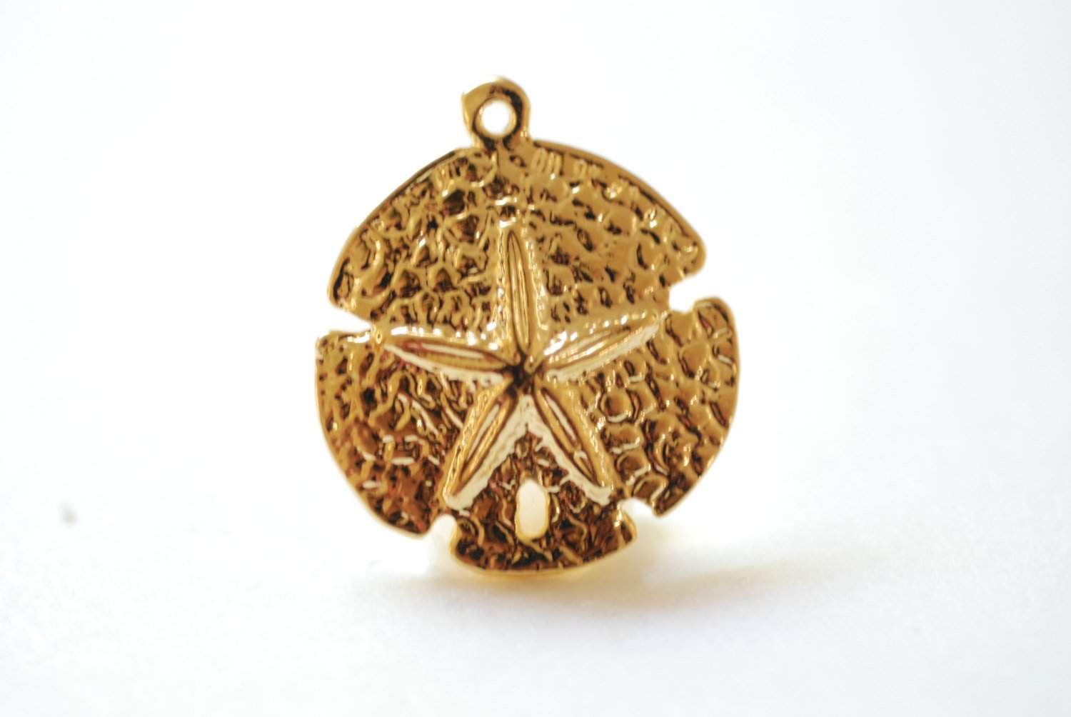 Vermeil Sand Dollar Charms -18k gold over sterling silver, Glossy Sand Dollar, Nautical Beach themed Charms Wholesale, Vermeil Charms, 134 - HarperCrown