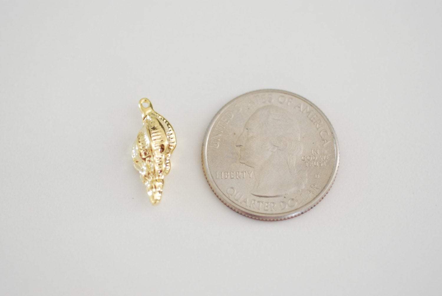 Vermeil Sea Shell Charm - 18k gold over sterling silver sea life shell charm or Pendant, Vermeil Gold Sea shell Conch Shell Charm Pendant - HarperCrown